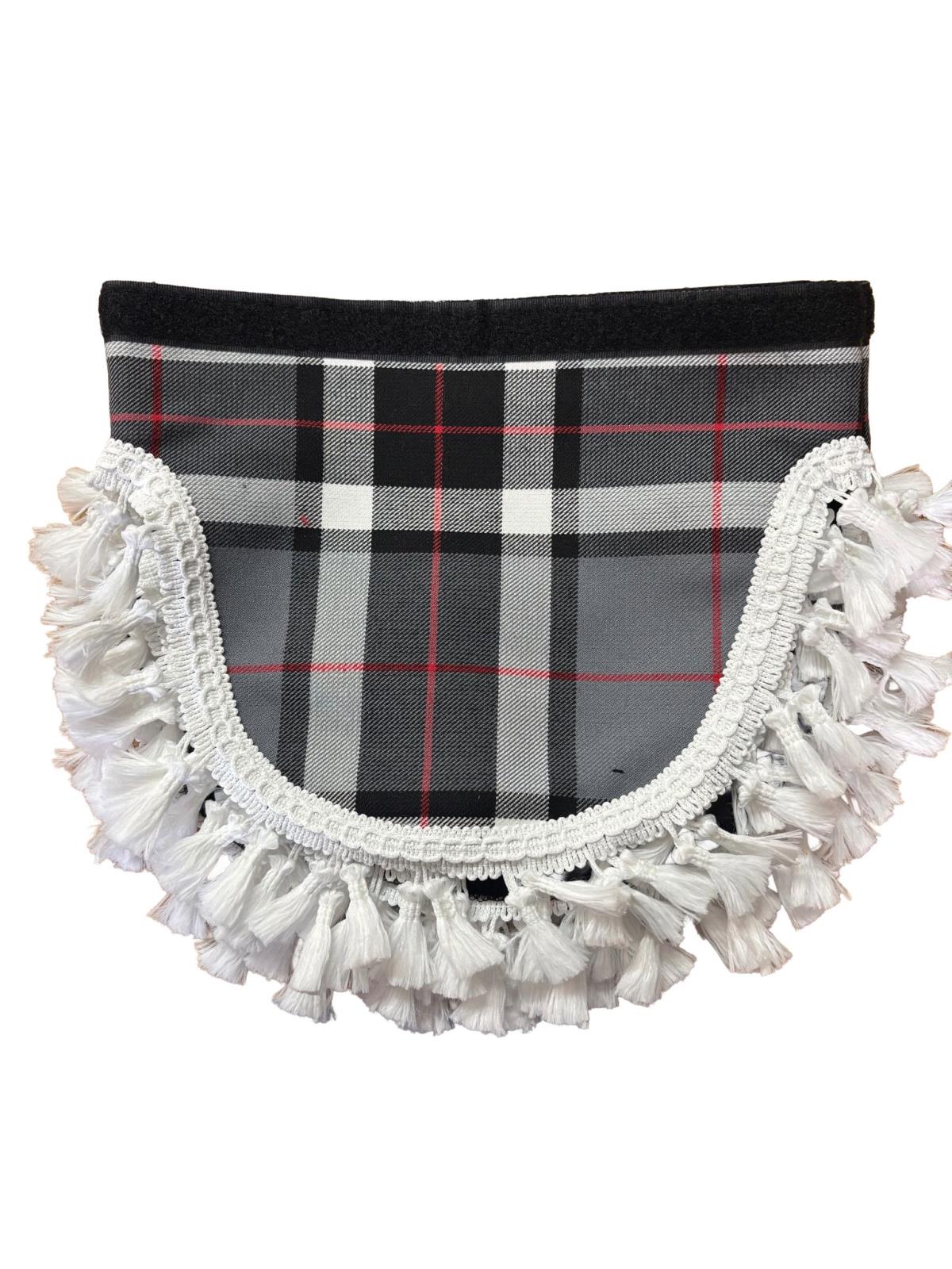 Whiterig Thomson Grey Tartan Dutch Style Truck Pelmet – White Bell Trim Whiterig Truck Curtains